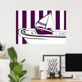 Abstraktes Lila Bathtub Toy Segelboot Poster (Heimbüro)