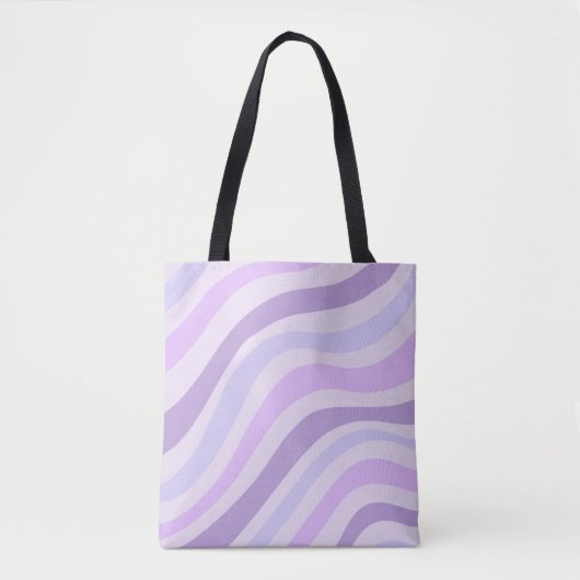 Abstraktes Lila blaues Groovy Stripe Liquid Muster Tasche (Vorderseite)