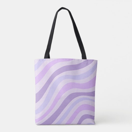 Abstraktes Lila blaues Groovy Stripe Liquid Muster Tasche (Rückseite)