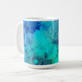 Abstraktes Lila blaues Tintenmuster Kaffeetasse (Vorderseite Links)