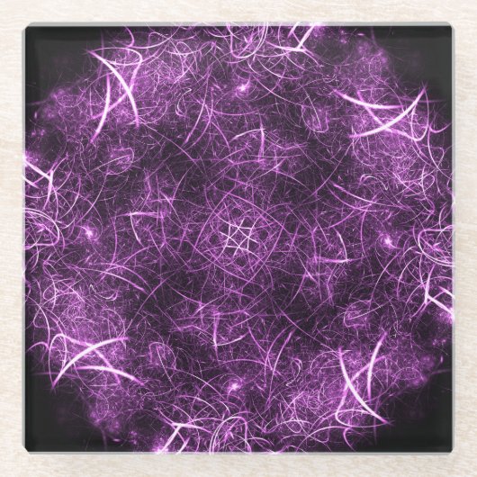 Abstraktes Lila Fraktal_Unique-Untersetzer Glasuntersetzer (Vorderseite)