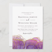 Abstraktes Lila Gold bei einer Hochzeit Einladung (Vorderseite)