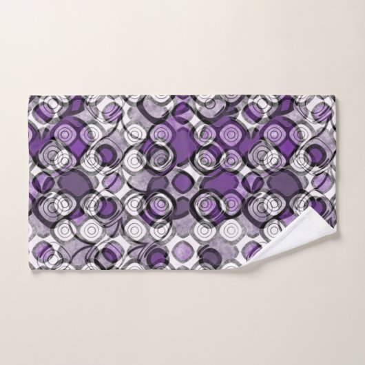 Abstraktes Lila, graues und schwarzes Zirkelmuster Badhandtuch Set (Handtuch)