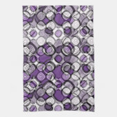 Abstraktes Lila, graues und schwarzes Zirkelmuster Geschirrtuch (Vertikal)