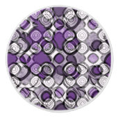 Abstraktes Lila, graues und schwarzes Zirkelmuster Keramikknauf (Vorderseite)