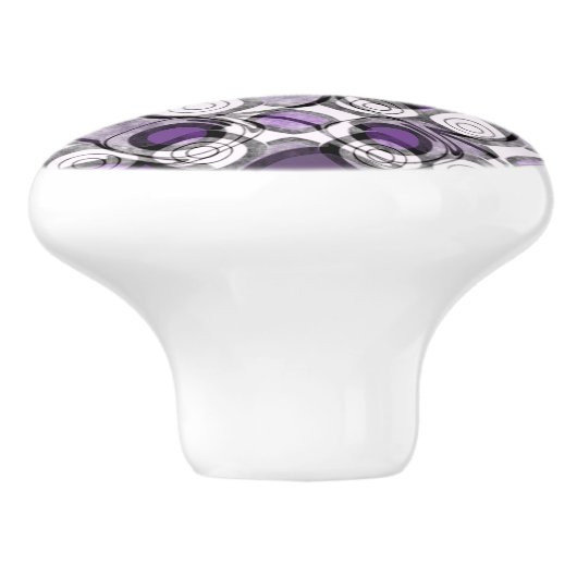 Abstraktes Lila, graues und schwarzes Zirkelmuster Keramikknauf (Seitenansicht)