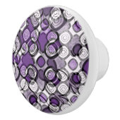 Abstraktes Lila, graues und schwarzes Zirkelmuster Keramikknauf (Rechts)