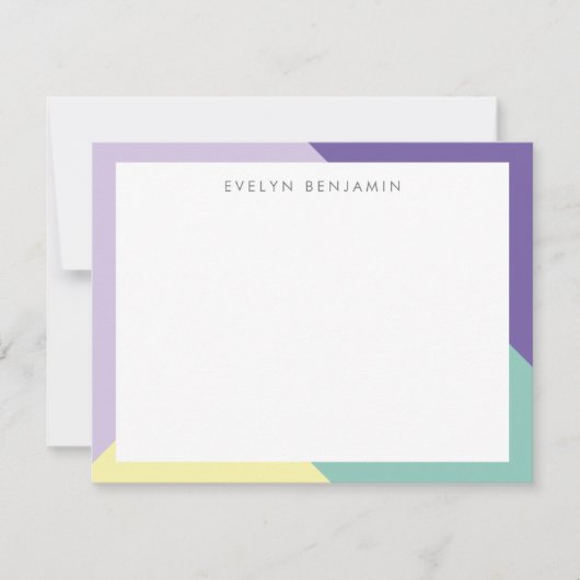 Abstraktes, Lila-grünes Gelbmuster Mitteilungskarte (Vorderseite)