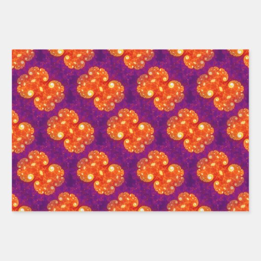 Abstraktes Lila Orange Fraktal Art Muster Geschenkpapier Set (Vorderseite 3)