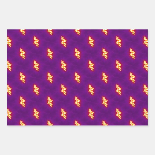 Abstraktes Lila Orange Fraktal Art Muster Geschenkpapier Set (Vorderseite 2)