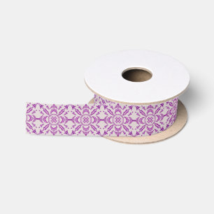 Abstraktes lila Orchideen-Blumen-Design-Muster Kun Satinband
