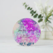 ABSTRAKTES LILA PINK AQUAMARINE BLUE WAVES IN GLIT EINLADUNG (Stehend Vorderseite)