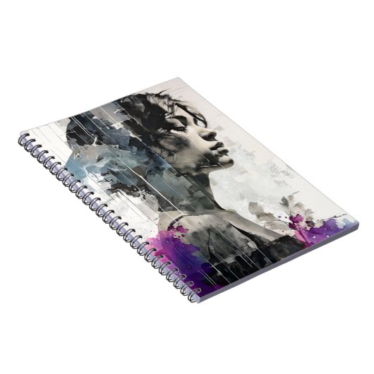 Abstraktes Lila Portrait | Notebook-Journal Notizblock (Rechte Seite)