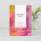 Abstraktes Lila Rosa Einladung (Stehend Vorderseite)