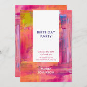 Abstraktes Lila Rosa Einladung (Vorne/Hinten)