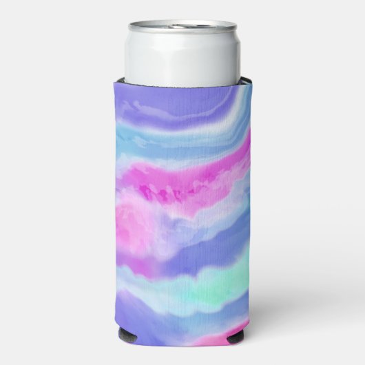 Abstraktes Lila Rosa und Aqua Dose oder Flasche Co Selters Dosenkühler (Seltzer Vorderseite)