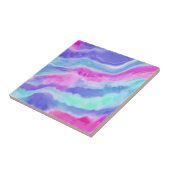 Abstraktes Lila Rosa und Aqua Keramik Tile Fliese (Seite)