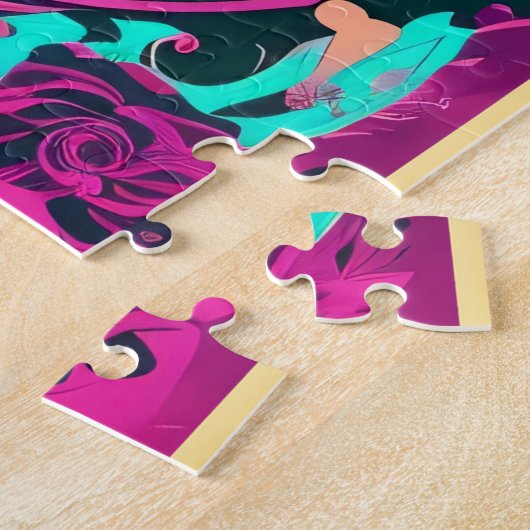 Abstraktes Lila-Schwarz-Swirl-Puzzle Puzzle (Seite)