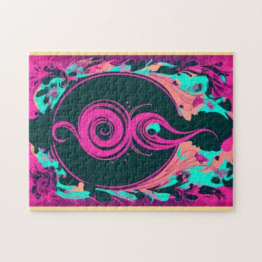 Abstraktes Lila-Schwarz-Swirl-Puzzle Puzzle (Horizontal)