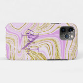 Abstraktes Lila Swirl Monogramm Stilvoll Case-Mate iPhone Hülle (Rückseite (Horizontal))