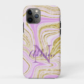 Abstraktes Lila Swirl Monogramm Stilvoll Case-Mate iPhone Hülle (Rückseite)