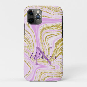 Abstraktes Lila Swirl Monogramm Stilvoll Case-Mate iPhone Hülle