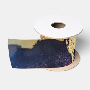 Abstraktes Lila Tan Gold Satinband