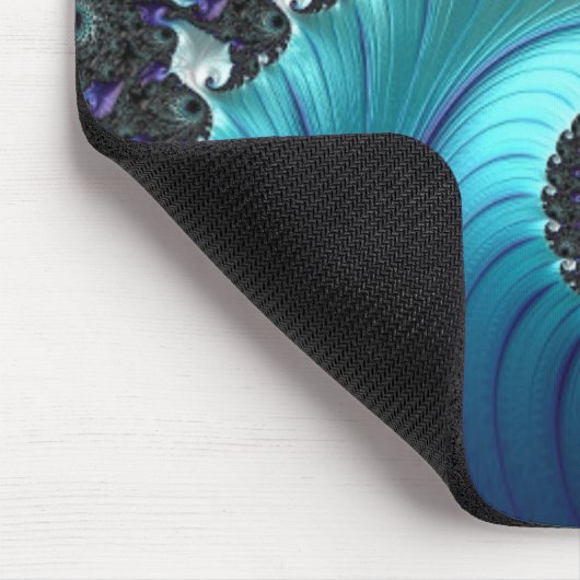 Abstraktes Lila türkisfarbenes Fraktal Mousepad (Ecke)