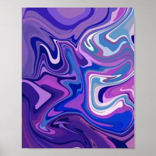 Abstraktes lila und blaues Wirbeldesign Poster