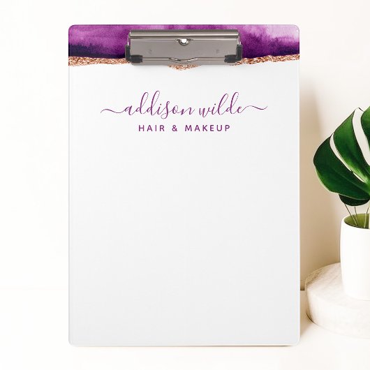 Abstraktes Lila und goldenes Geschäft Klemmbrett