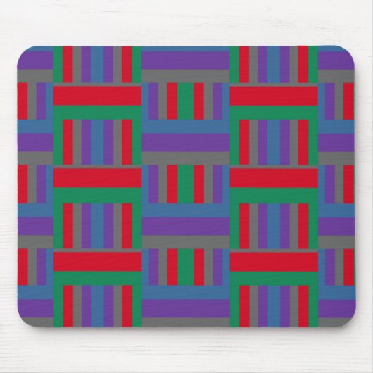 Abstraktes Lila und grünes Linienmuster auf Grau Mousepad (Vorne)