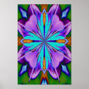 Abstraktes Lila und türkisches Kaleidoskop Kunst Poster