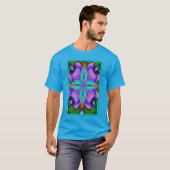 Abstraktes Lila und türkisches Kaleidoskop Kunst T-Shirt (Vorne ganz)