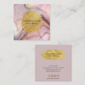 Abstraktes Lilac Pink Marble Gold & Glitzer Quadratische Visitenkarte (Vorne/Hinten)