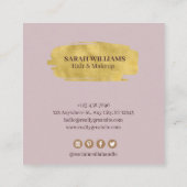 Abstraktes Lilac Pink Marble Gold & Glitzer Quadratische Visitenkarte (Rückseite)