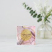 Abstraktes Lilac Pink Marble Gold & Glitzer Quadratische Visitenkarte (Stehend Vorderseite)