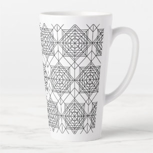 Abstraktes lineares Schwarz-Weiß-Muster im Vintage Milchtasse