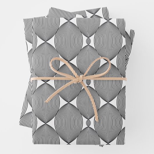 Abstraktes lineares Schwarzweißmuster Geschenkpapier Set (Beispiel)