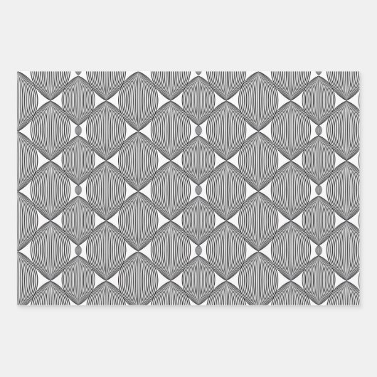 Abstraktes lineares Schwarzweißmuster Geschenkpapier Set (Vorderseite)