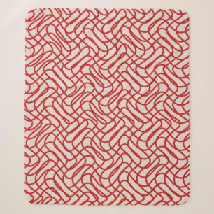 Abstraktes Linienmuster in Creme und Rot Sherpadecke