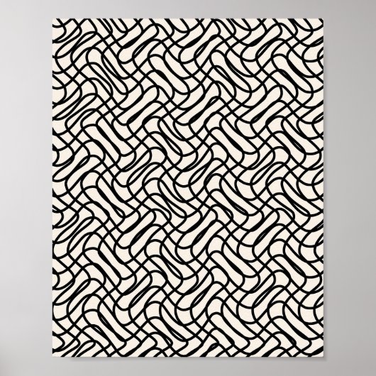 Abstraktes Linienmuster Schwarz-Weiß Poster (Vorne)