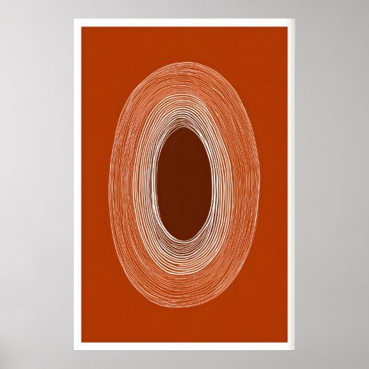 Abstraktes Linienzeichnungsplakat, Ovalform, Warm Poster (Vorne)