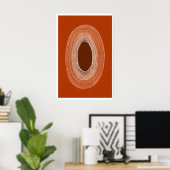 Abstraktes Linienzeichnungsplakat, Ovalform, Warm Poster (Heimbüro)