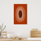 Abstraktes Linienzeichnungsplakat, Ovalform, Warm Poster (Küche)