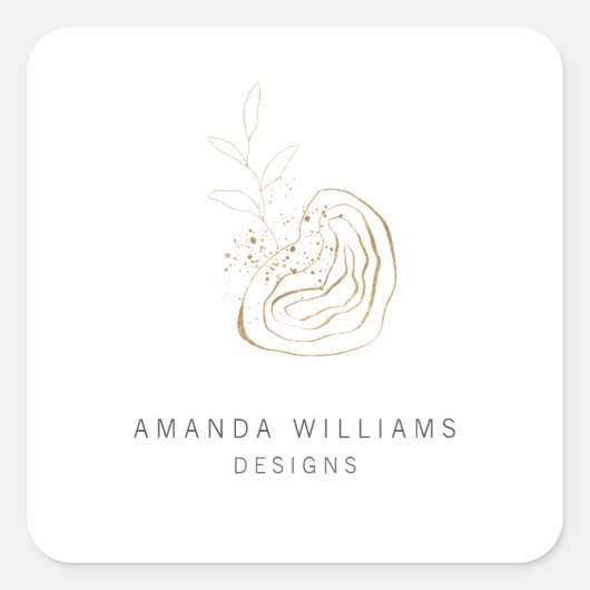 Abstraktes Logo des Minimal Gold Designer Quadratischer Aufkleber (Vorderseite)
