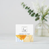 Abstraktes Logo für künstlerisch gelbe blaue Aquar Quadratische Visitenkarte (Stehend Vorderseite)