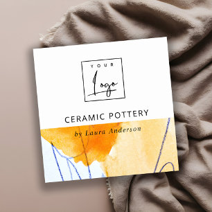 Abstraktes Logo für künstlerisch gelbe blaue Aquar Quadratische Visitenkarte