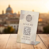 Abstraktes Logo und QR-Code - Kontaktloses Menü Sockelschild