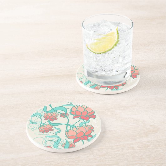 Abstraktes Lotos-Muster Sandstein Untersetzer (Seite)