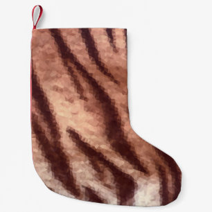 Abstraktes Low-Poly-Tier-Tigerfell-Muster. Natur Kleiner Weihnachtsstrumpf